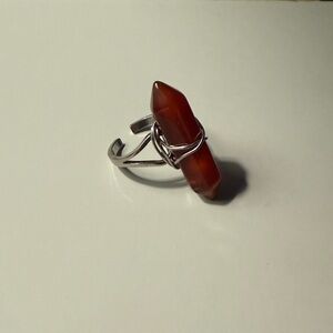 Adjustable silver ring with crystal